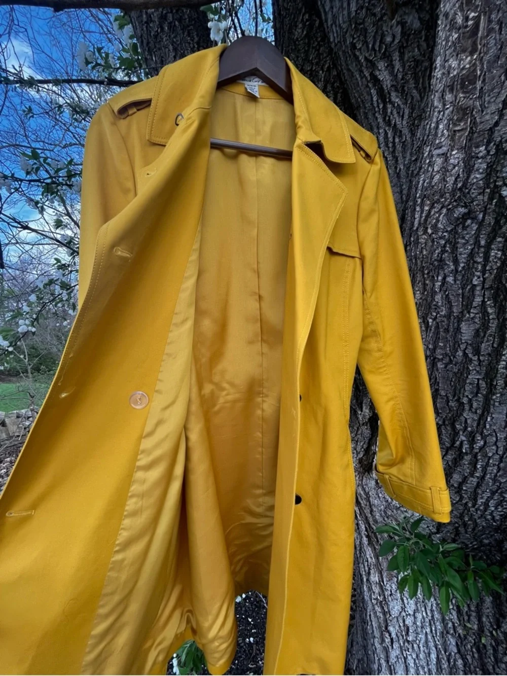 💛 Kenneth Cole Women’s Trench Coat – Mustard Yellow (Size M) - Picture 5 of 6